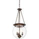 Landon 3 Light 14 inch Oiled Burnished Bronze Pendant Ceiling Light, Orb