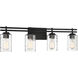 Baxter 4 Light 32 inch Matte Black Bathroom Vanity Light Wall Light, Lighting One