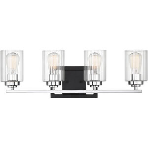 Redmond 4 Light 28 inch Matte Black with Polished Chrome Accents Bathroom Vanity Light Wall Light