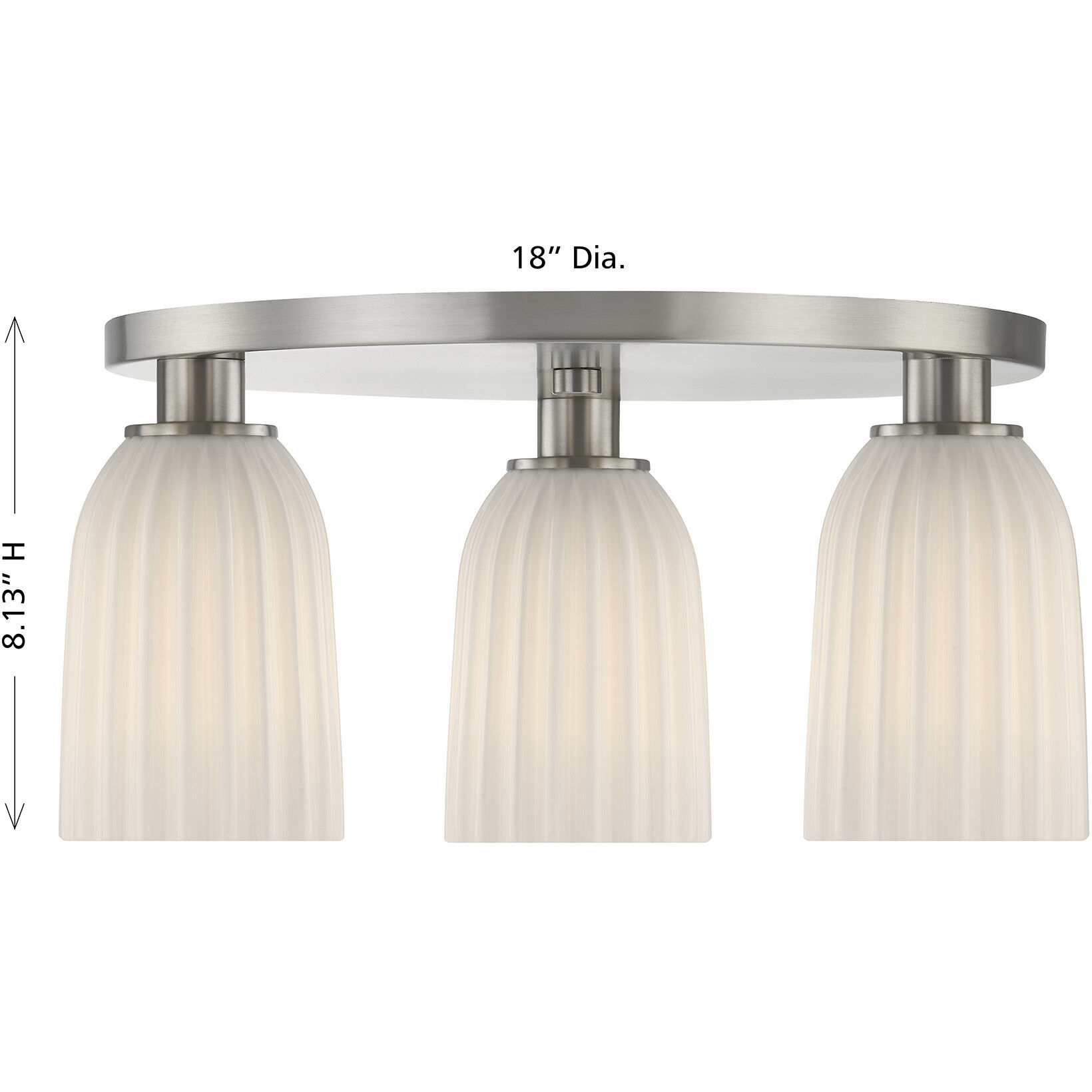 Baldwin 3 Light 18 inch Satin Nickel Flush Mount Ceiling Light, Essentials