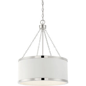 Delphi 6 Light 19 inch White with Polished Nickel Accents Pendant Ceiling Light in White/Polished Nickel