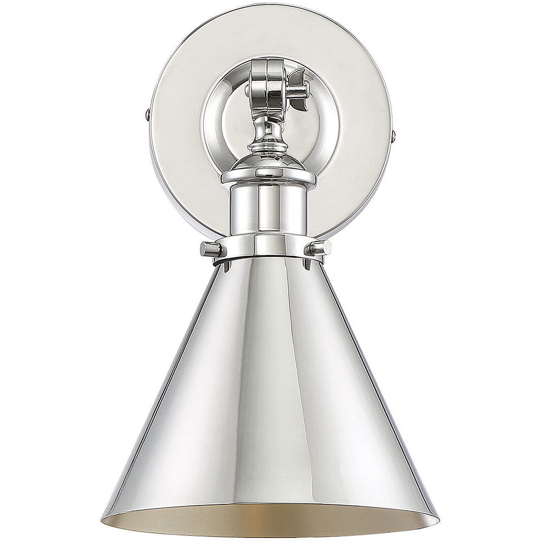 Glenn 9 inch 60.00 watt Polished Nickel Adjustable Wall Sconce Wall Light, Essentials