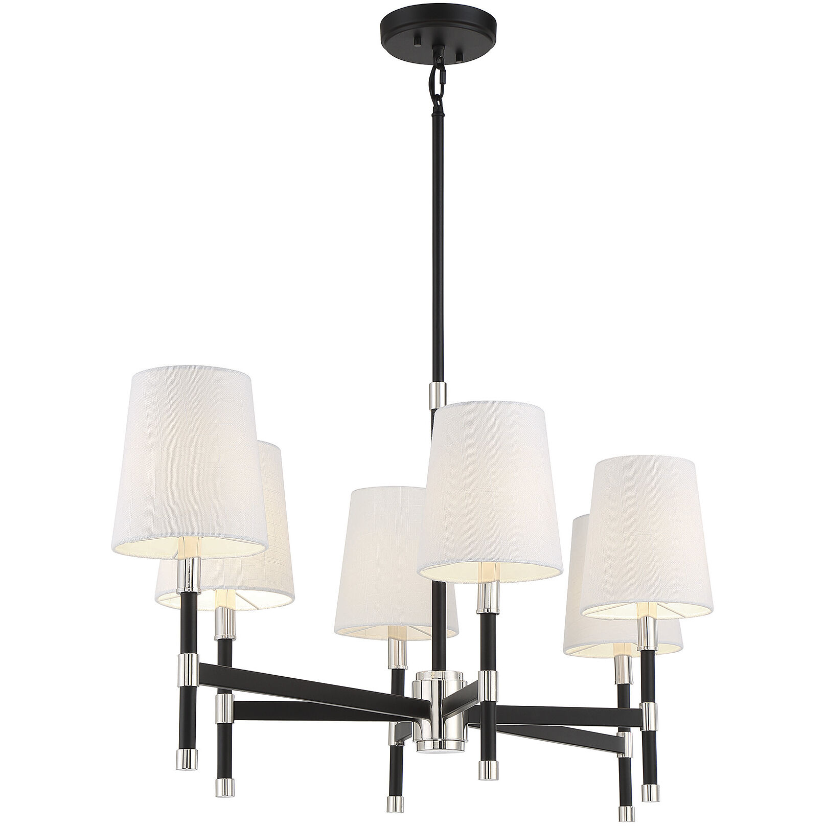 Brody 6 Light 41 inch Black with Polished Nickel Accents Linear Chandelier Ceiling Light, Essentials