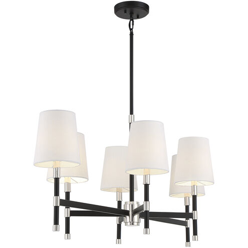 Brody Linear Chandelier Ceiling Light in Matte Black with Polished Nickel, Essentials