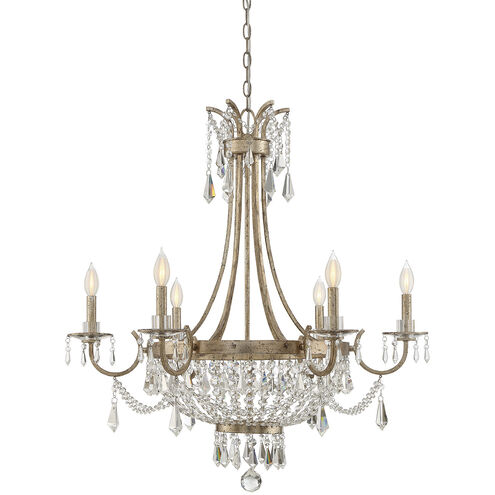 Claiborne 6 Light 33 inch Distressed Gold Chandelier Ceiling Light