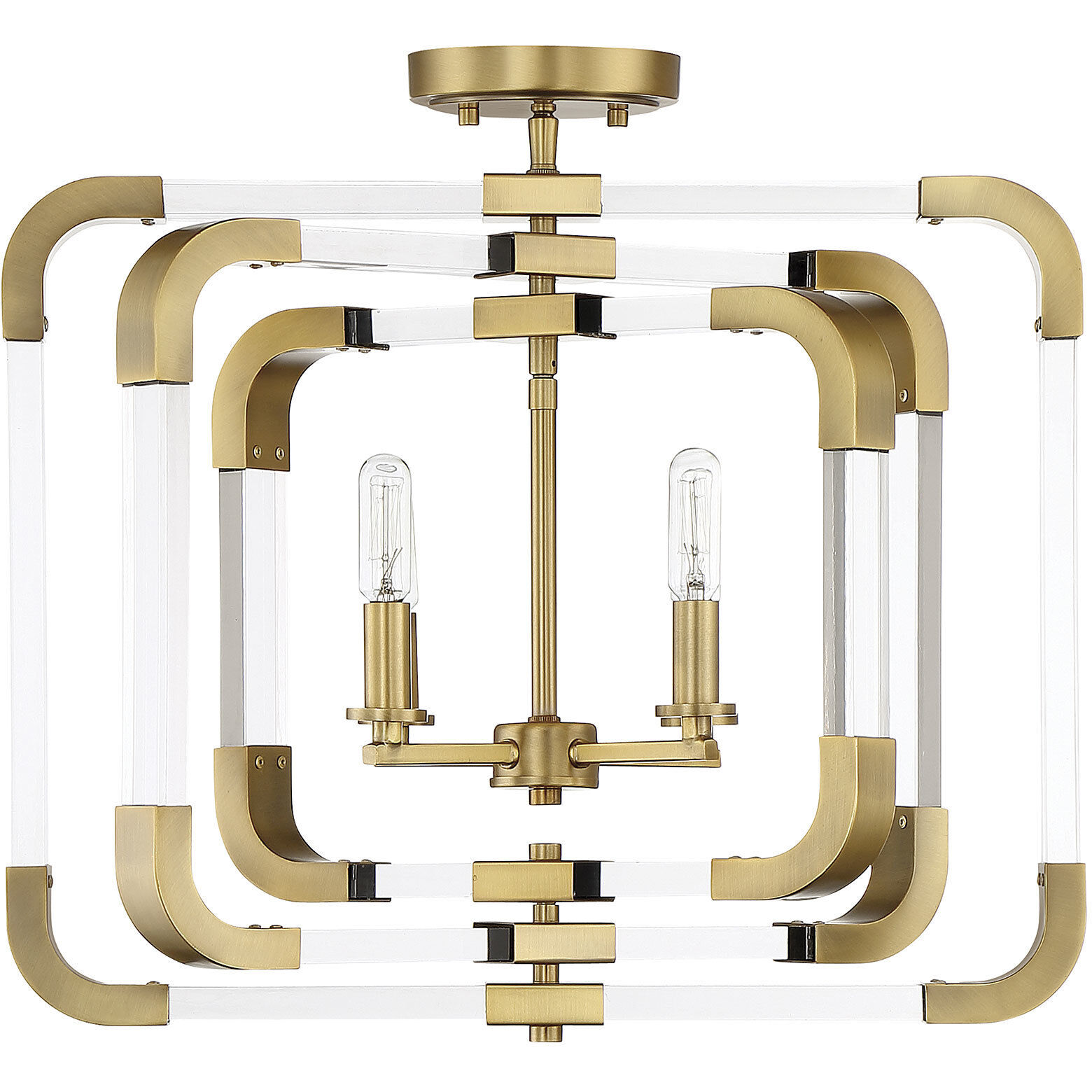 Rotterdam 4 Light 20 inch Warm Brass Convertible Semi-Flush or Pendant Ceiling Light, Essentials