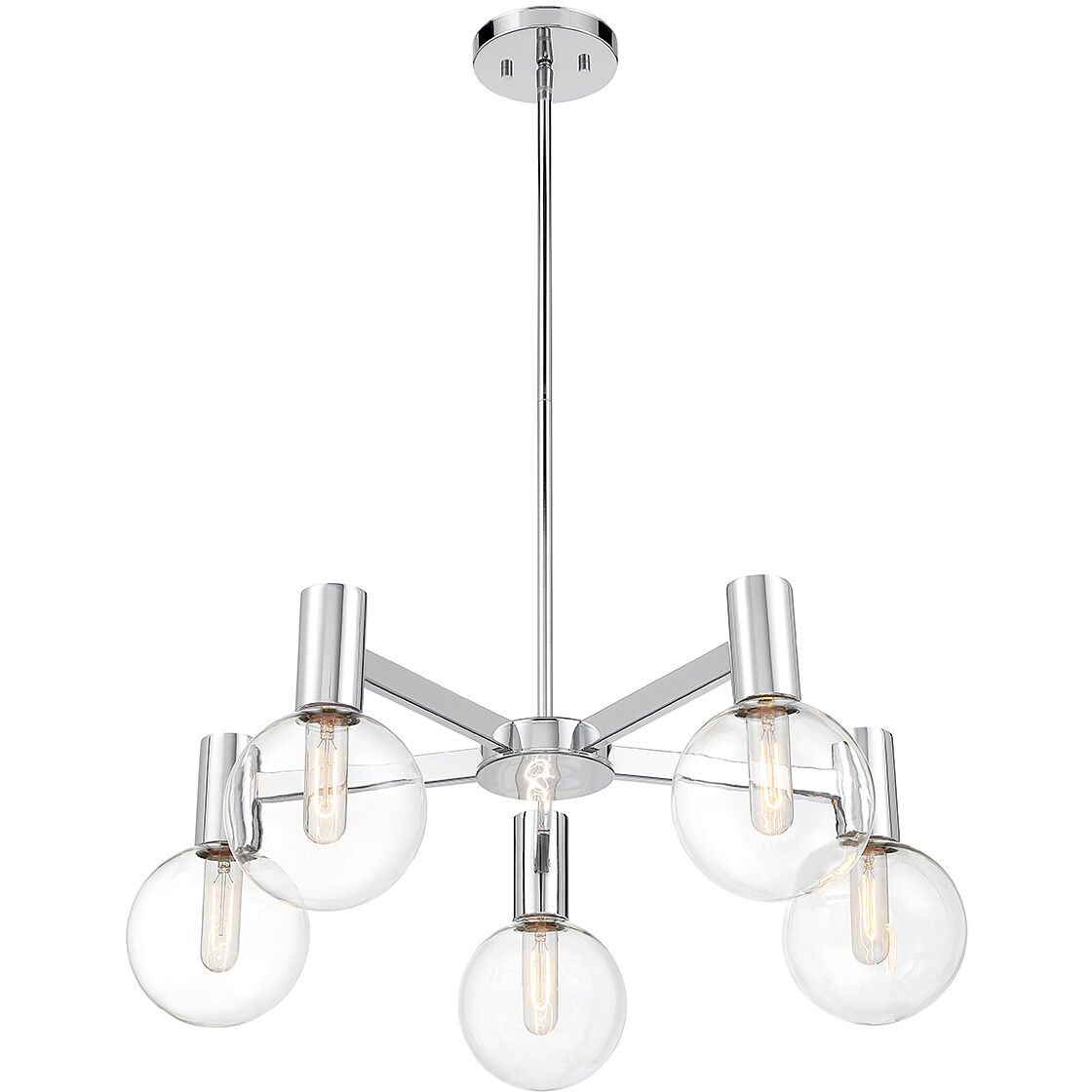 Wright 5 Light 28 inch Polished Chrome Chandelier Ceiling Light