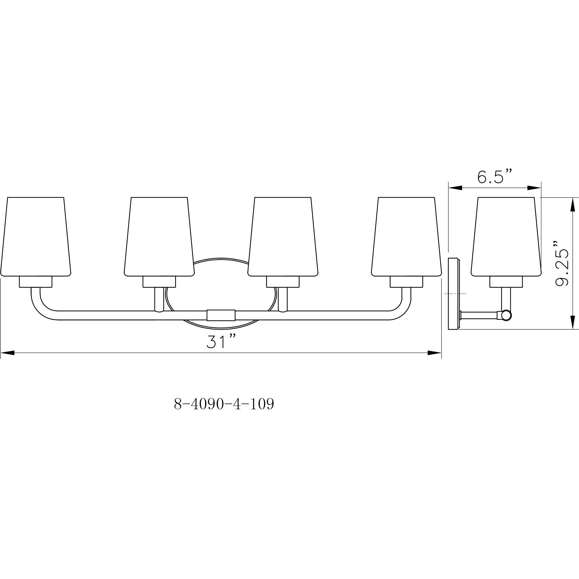 Capra 4 Light 31 inch Warm Brass Bathroom Vanity Light Wall Light, Essentials