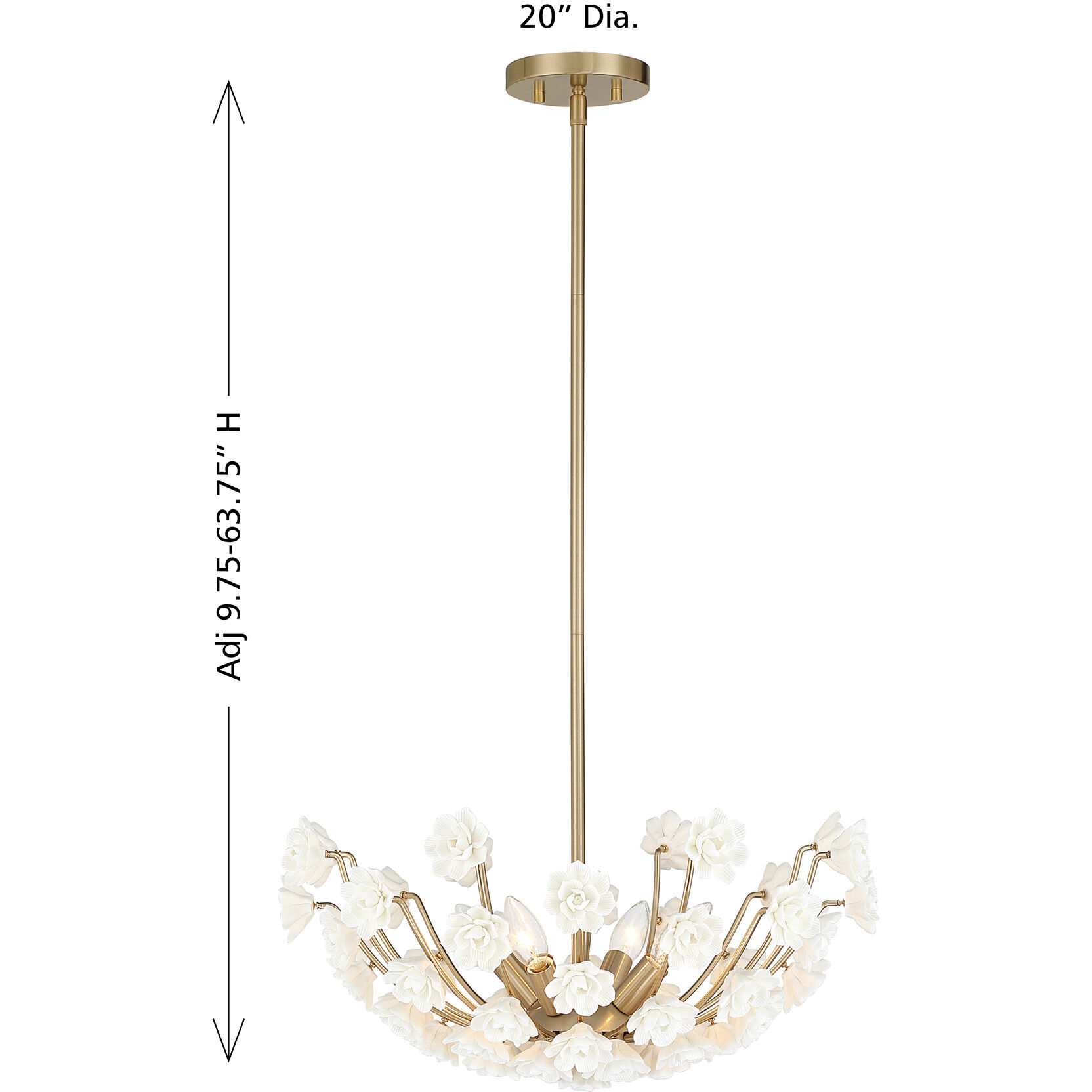 Flores 4 Light 20 inch Noble Brass Chandelier Ceiling Light