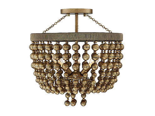 Cranford 3 Light 16 inch Vintage Brass Semi-Flush Mount Ceiling Light