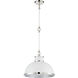 Corning 1 Light 16 inch White with Polished Nickel Accents Pendant Ceiling Light in White/Polished Nickel