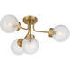 Coral 4 Light 27 inch Warm Brass Semi-Flush Ceiling Light