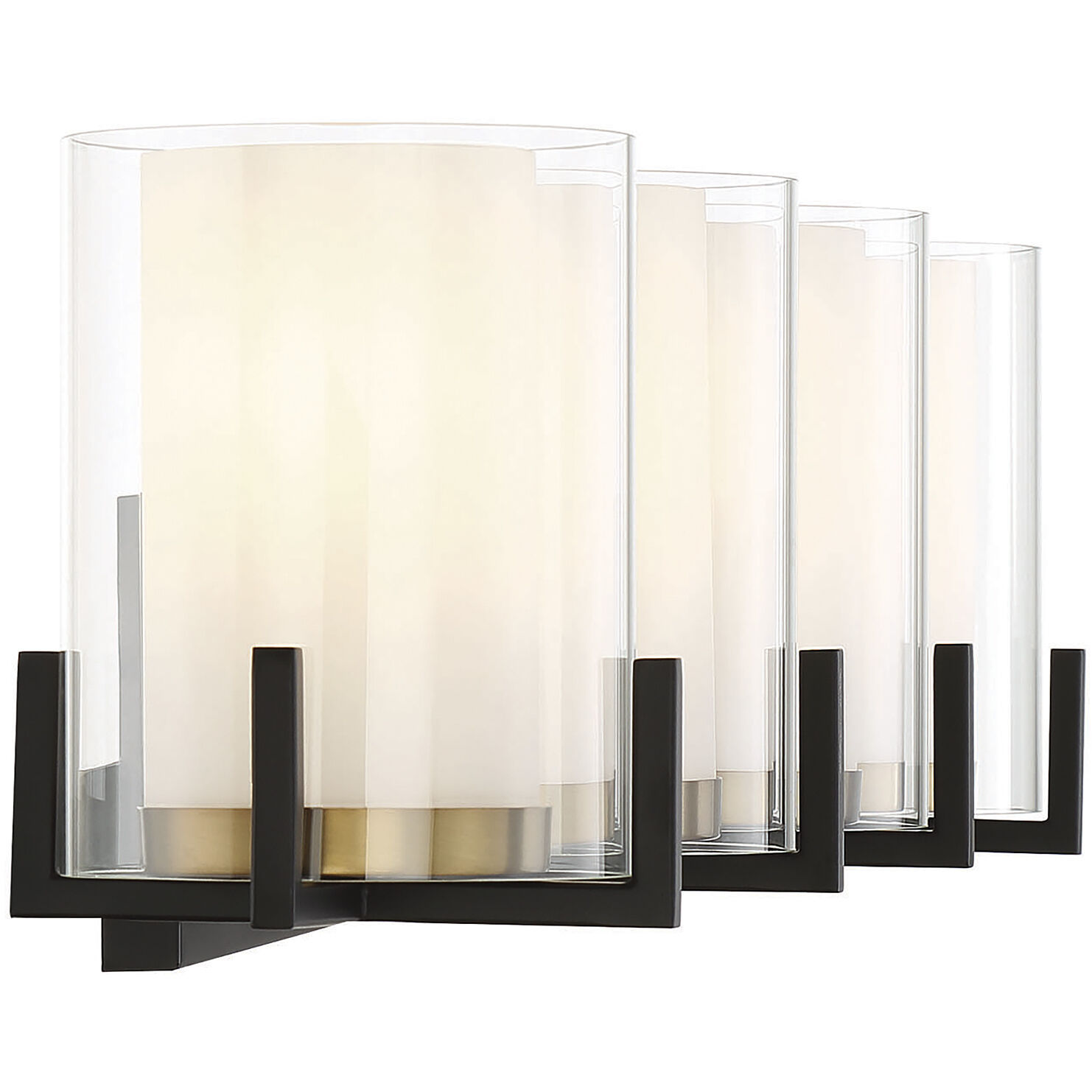 Eaton 4 Light 33 inch Black with Warm Brass Accents Bathroom Vanity Light Wall Light