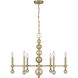 Crescent 6 Light 30 inch Noble Brass Chandelier Ceiling Light