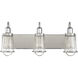 Lansing 3 Light 24 inch Satin Nickel with Polished Nickel Accents Vanity Light Wall Light