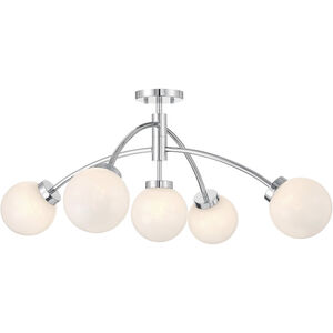 Redfield 5 Light 36 inch Chrome Convertible Semi-Flush Ceiling Light