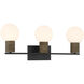 Jarrell 3 Light 24 inch Matte Black Bathroom Vanity Light Wall Light