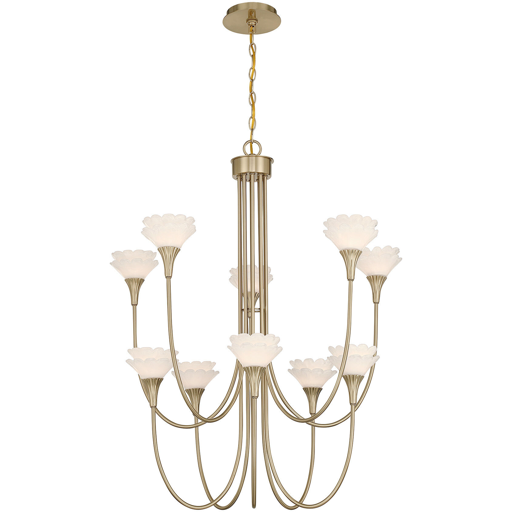 Florena 10 Light 30 inch Noble Brass Chandelier Ceiling Light