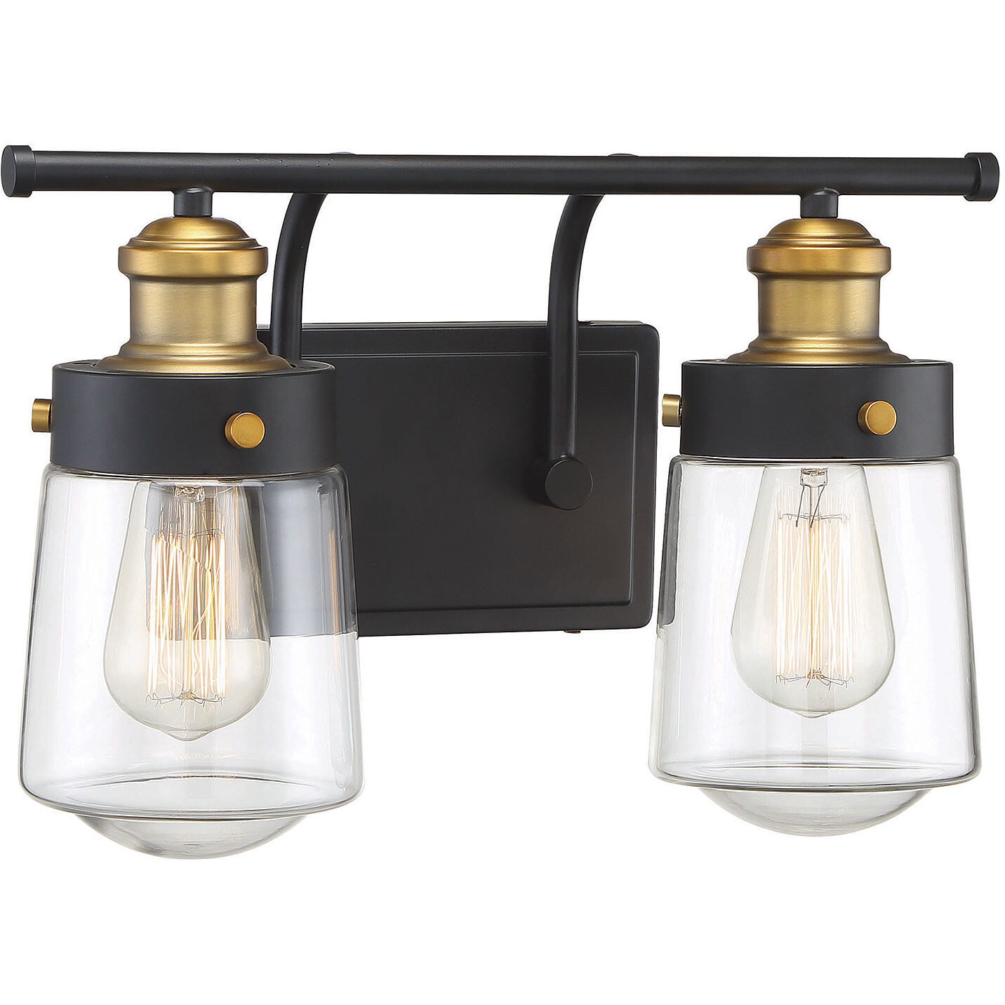 Macauley 2 Light 14.5 inch Vintage Black with Warm Brass Bathroom Vanity Light Wall Light