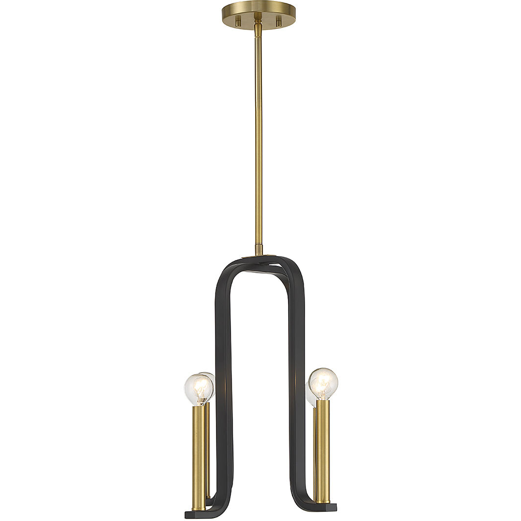 Archway 4 Light 14 inch Black with Warm Brass Accents Pendant Ceiling Light