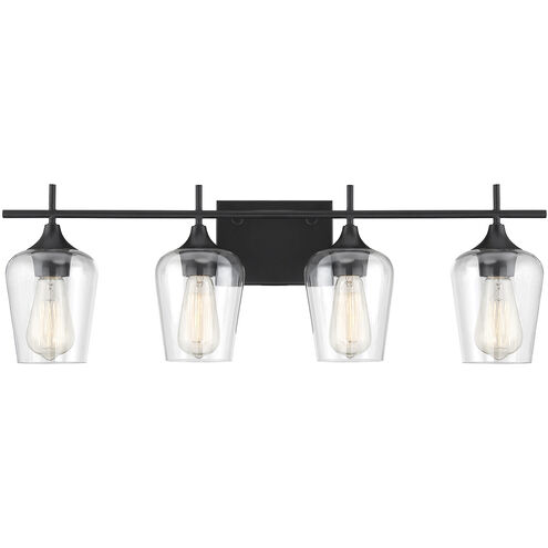 Octave 4 Light 29 inch Matte Black Bathroom Vanity Light Wall Light, Essentials