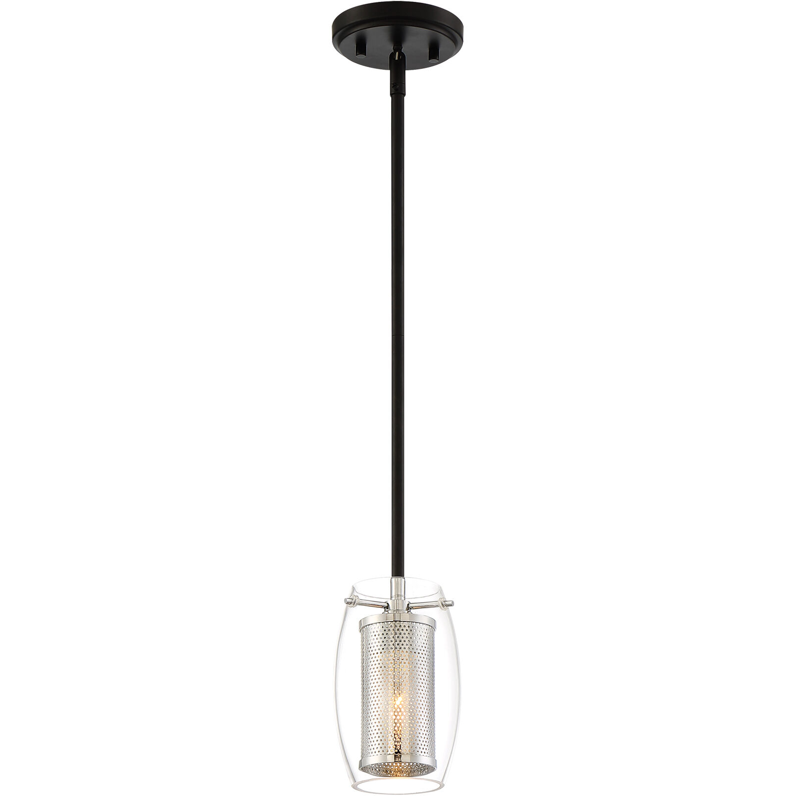Dunbar 1 Light 4.75 inch Matte Black with Polished Chrome Accents Mini-Pendant Ceiling Light, Essentials