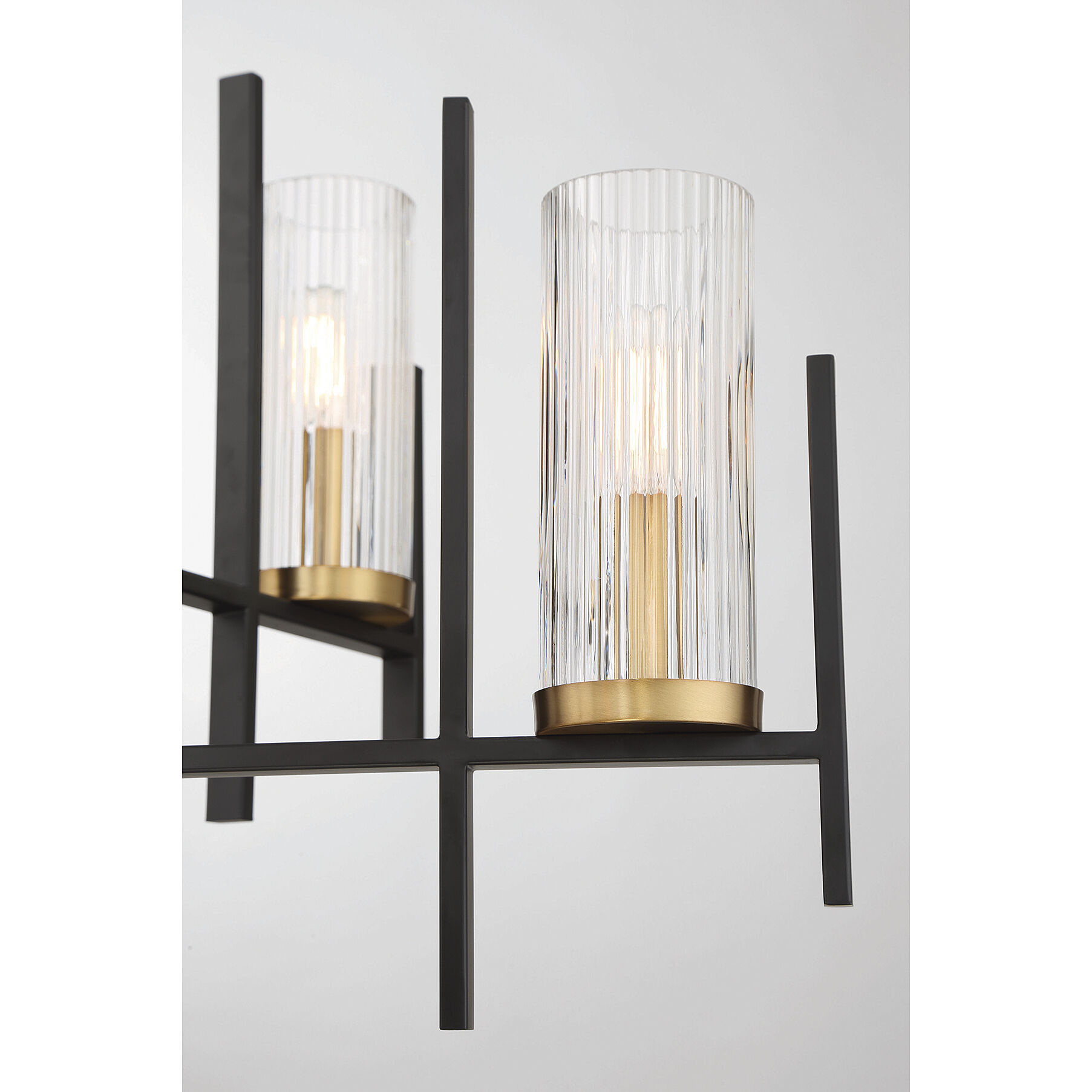 Midland 6 Light 28 inch Black with Warm Brass Accents Chandelier Ceiling Light