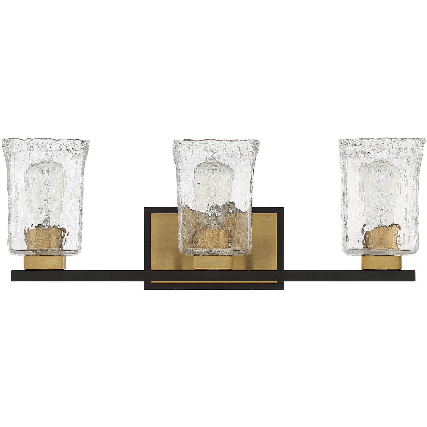 Sidney 3 Light 23 inch Black with Warm Brass Accents Bathroom Vanity Light Wall Light