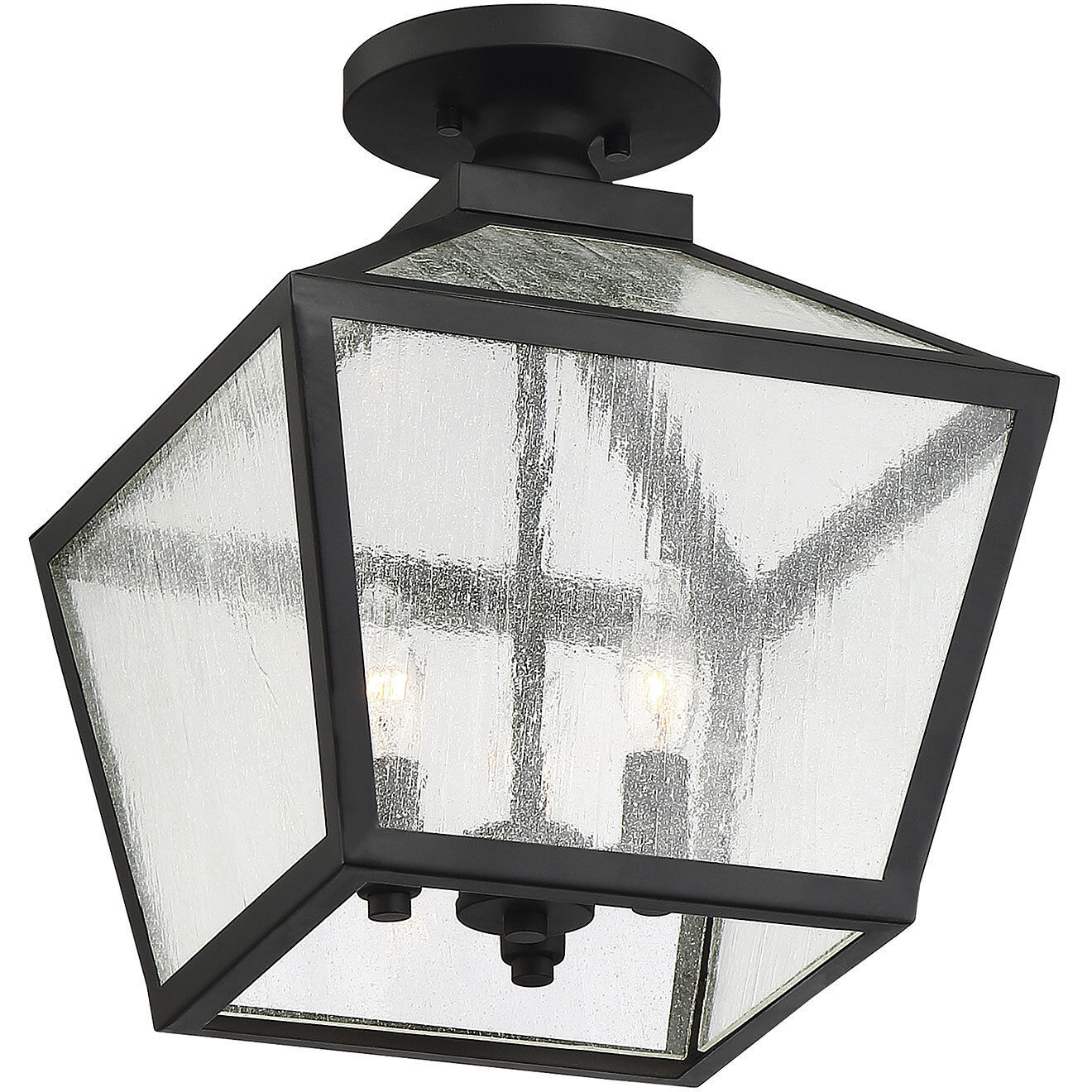Woodstock 3 Light 12 inch Black Outdoor Flush Mount