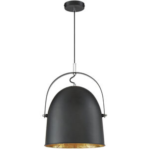 Cypress 1 Light 14 inch Black with Gold Leaf Pendant Ceiling Light