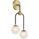 Couplet 2 Light 10.75 inch Black with Warm Brass Accents Wall Sconce Wall Light