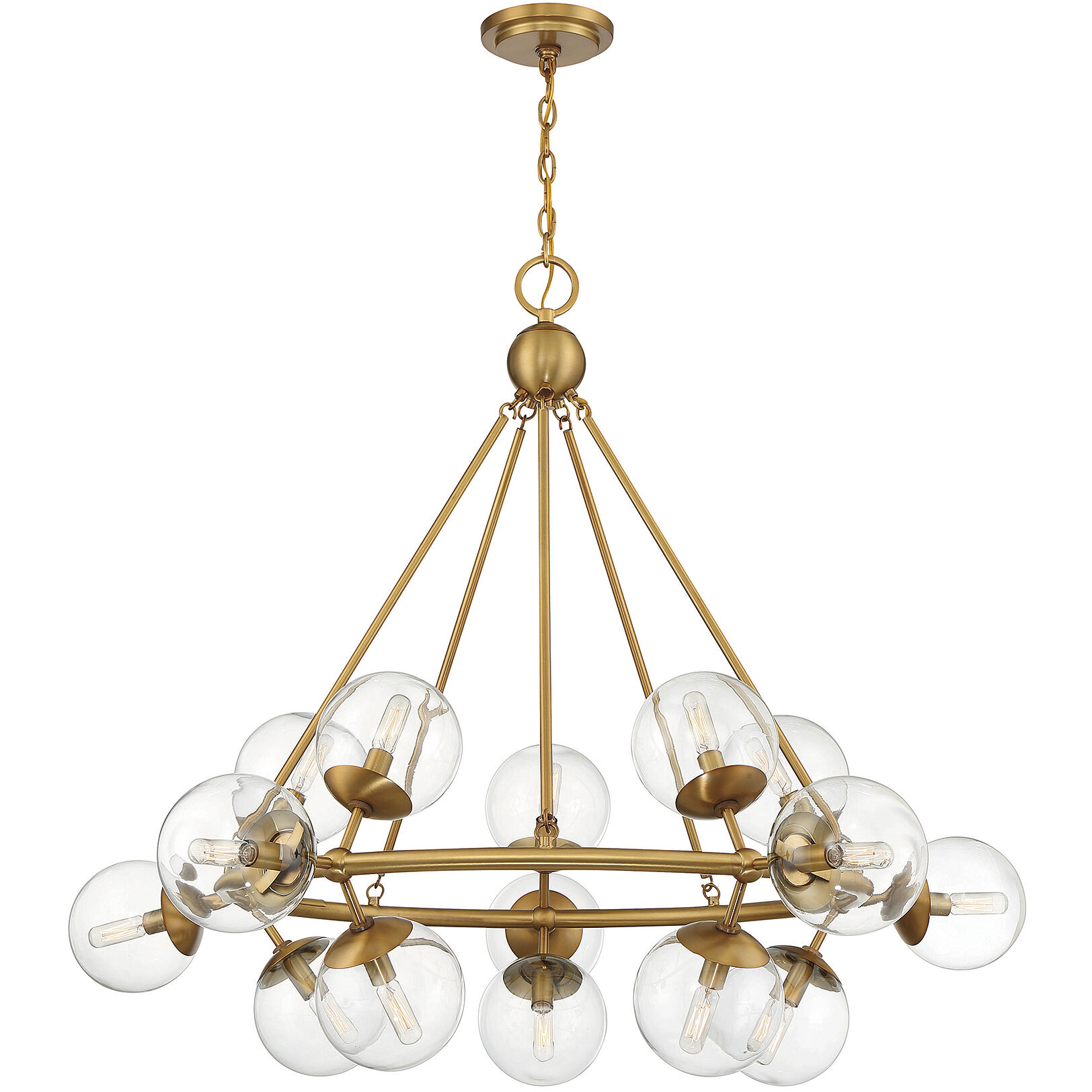 Orion 15 Light 45 inch Warm Brass Chandelier Ceiling Light