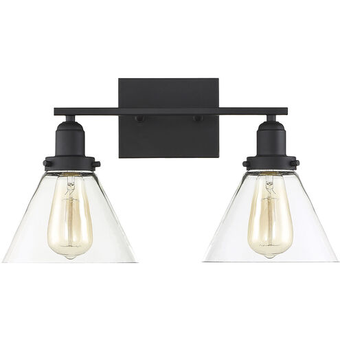 Drake 2 Light 17.75 inch Black Bathroom Vanity Light Wall Light, Essentials