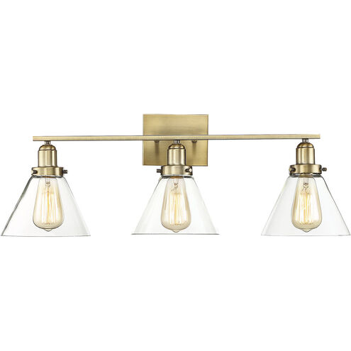 Drake 3 Light 28.5 inch Warm Brass Vanity Light Wall Light, Essentials