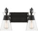 Lakewood 2 Light 16 inch Matte Black Vanity Light Wall Light, Essentials