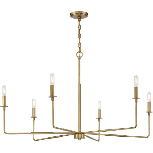 Salerno 6 Light 42 inch Warm Brass Chandelier Ceiling Light, Essentials