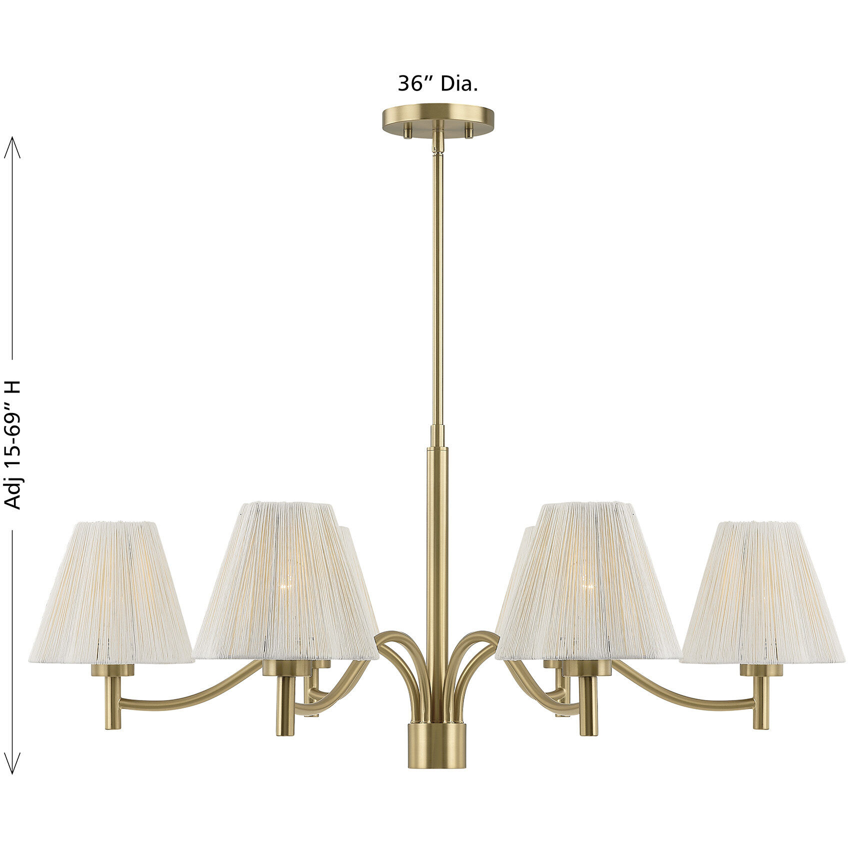Rosa 6 Light 36 inch Noble Brass Chandelier Ceiling Light