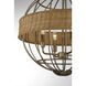Boreal 4 Light 21 inch Burnished Brass with Natural Rattan Pendant Ceiling Light
