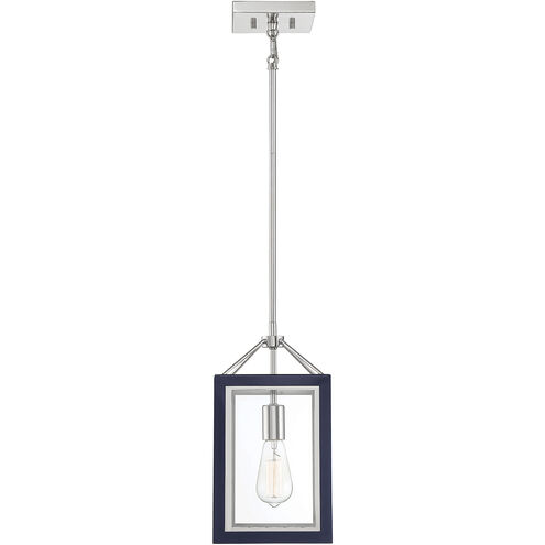 Carlton 1 Light 8 inch Navy with Polished Nickel Accents Pendant Ceiling Light in Navy/Polished Nickel