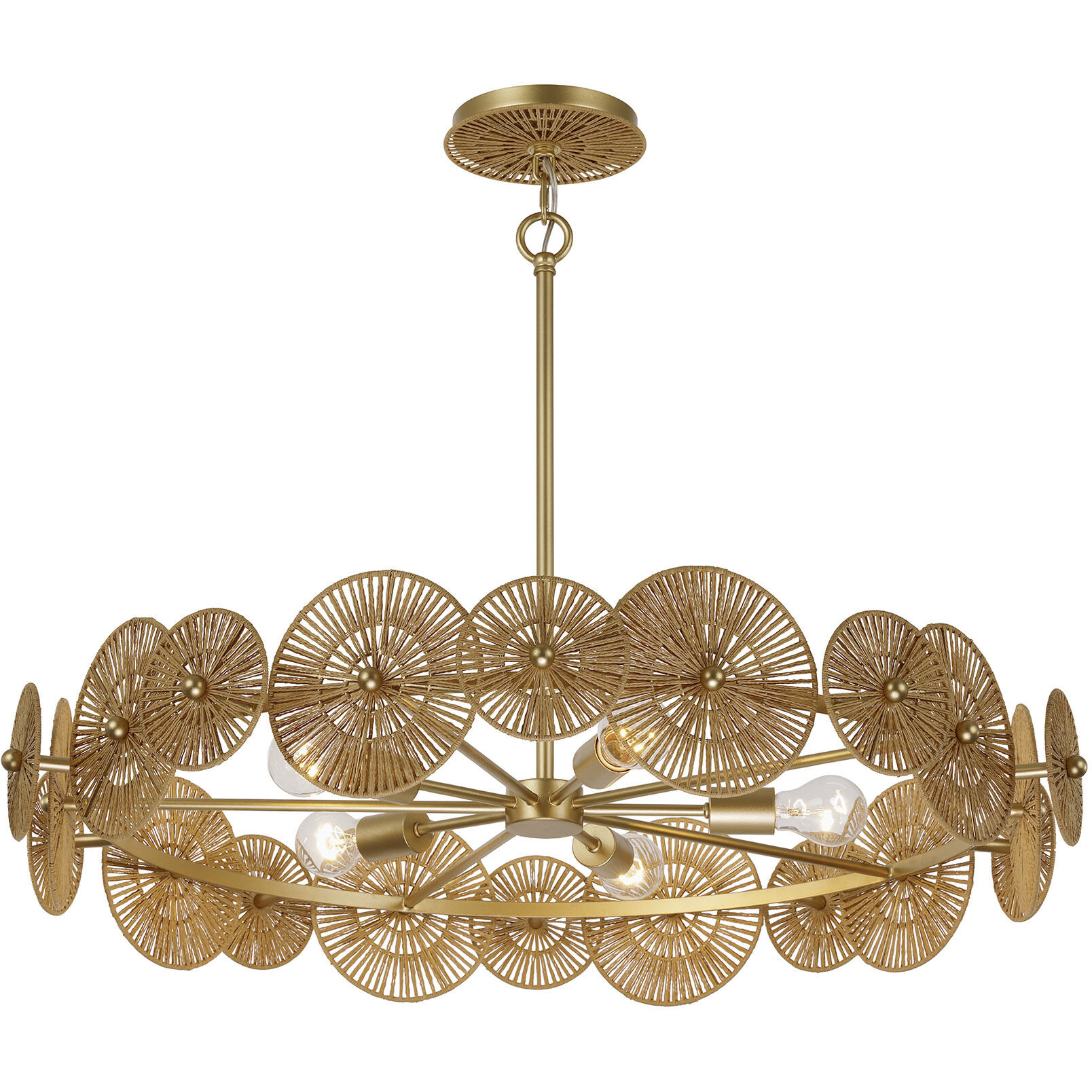 Abbott 5 Light 30.5 inch Distressed Gold Pendant Ceiling Light