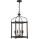 Eagen 4 Light 13 inch Darkwood with Black Accents Pendant Ceiling Light in Darkwood/Black