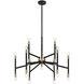 Rossi 18 Light 32 inch Matte Black with Warm Brass Chandelier Ceiling Light