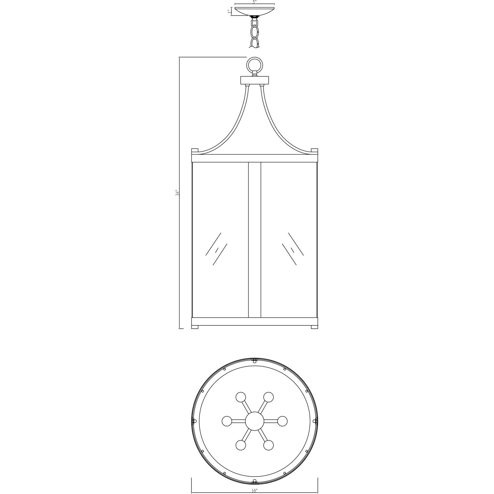 Penrose 6 Light 16 inch Black Pendant Ceiling Light, Essentials