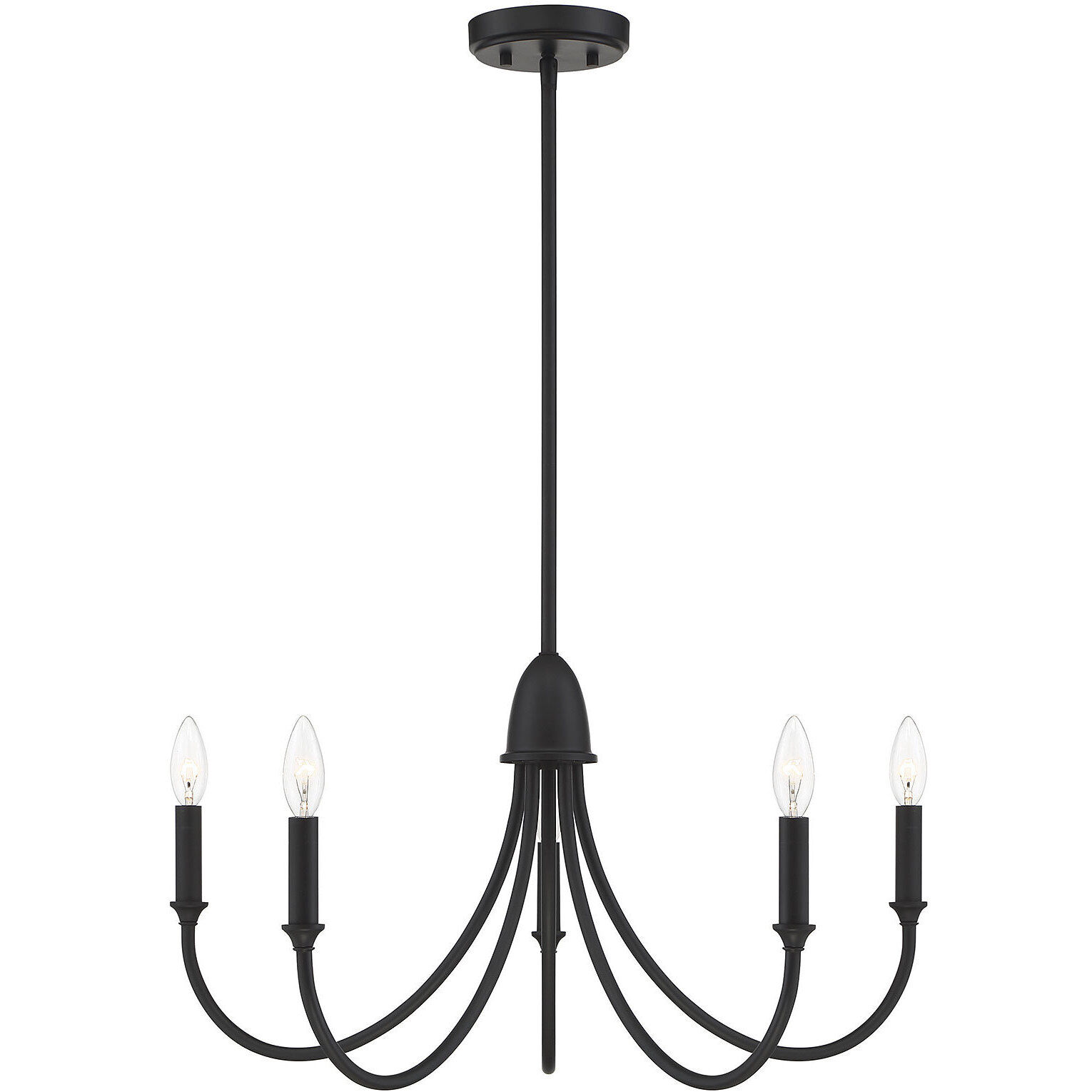 Cameron 5 Light 29 inch Matte Black Chandelier Ceiling Light, Essentials