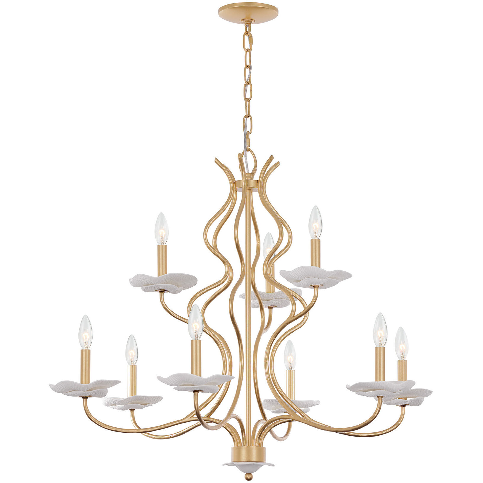Lilly 9 Light 36 inch Royal Gold Chandelier Ceiling Light