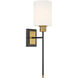Alvara 1 Light 5.5 inch Black with Warm Brass Accents Wall Sconce Wall Light in Matte Black with Warm Brass, Essentials