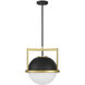 Carlysle 1 Light 15 inch Black with Warm Brass Accents Pendant Ceiling Light