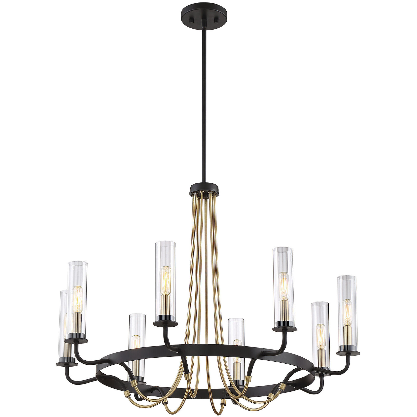 Kearney 8 Light 32 inch Vintage Black with Warm Brass Chandelier Ceiling Light