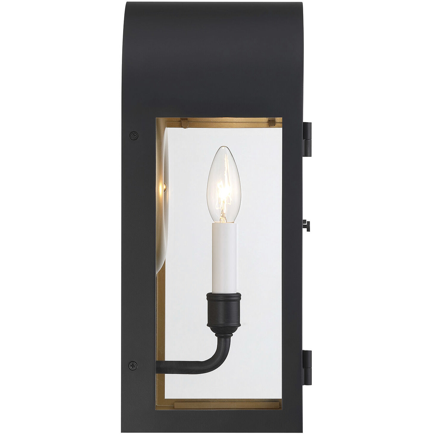 Grotto 1 Light 15 inch Matte Black with Vintage Gold Outdoor Wall Lantern