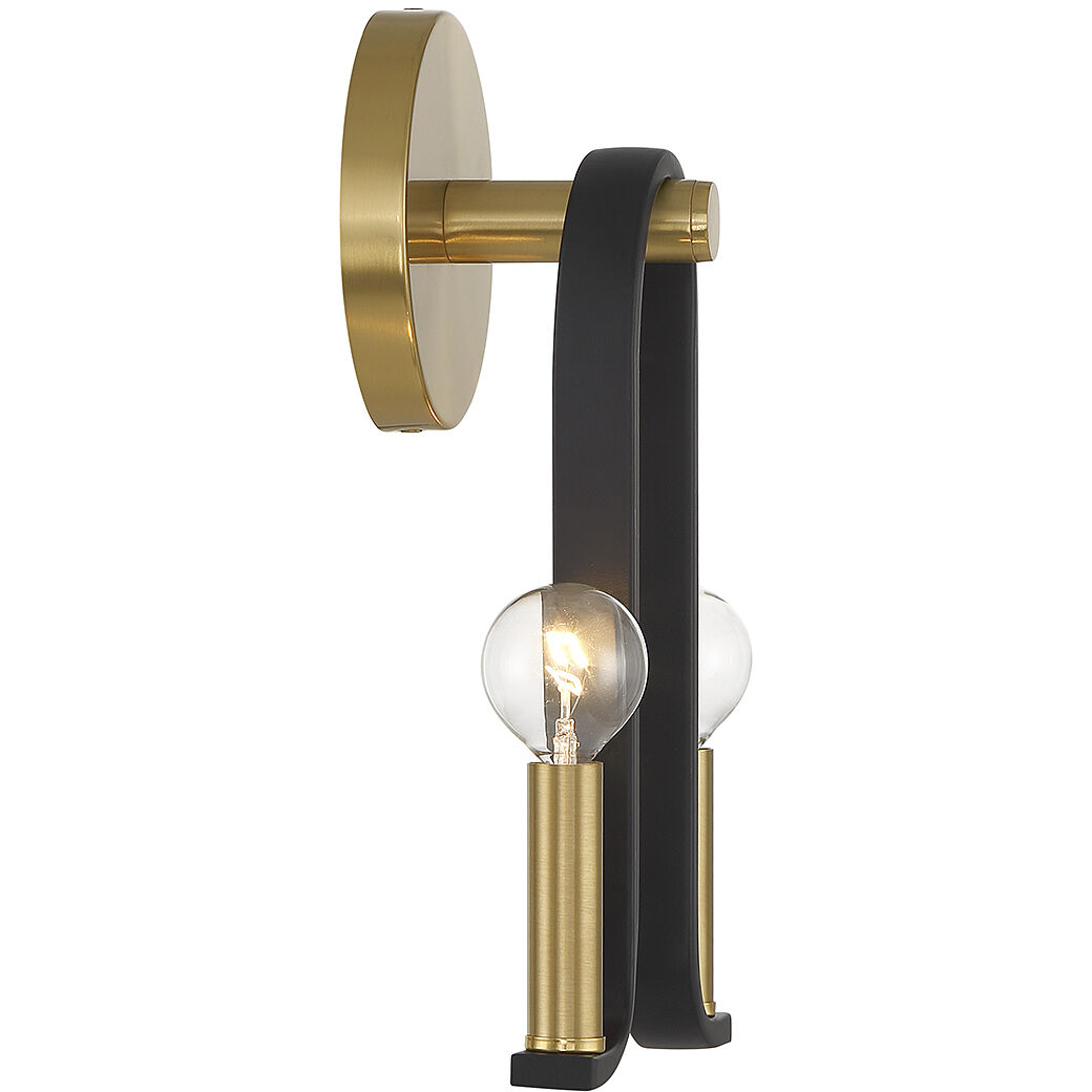 Savoy House Archway 2 Light Matte Black Warm Brass Wall Sconce